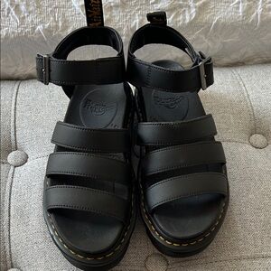 Dr. Martens Low Platform Black Leather Sandals